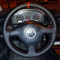 Customized Car Steering Wheel Cover Leather For Volkswagen VW Golf 4 Passat B5 1996-2003 Seat Leon 1999-2004 Polo 1999-2000