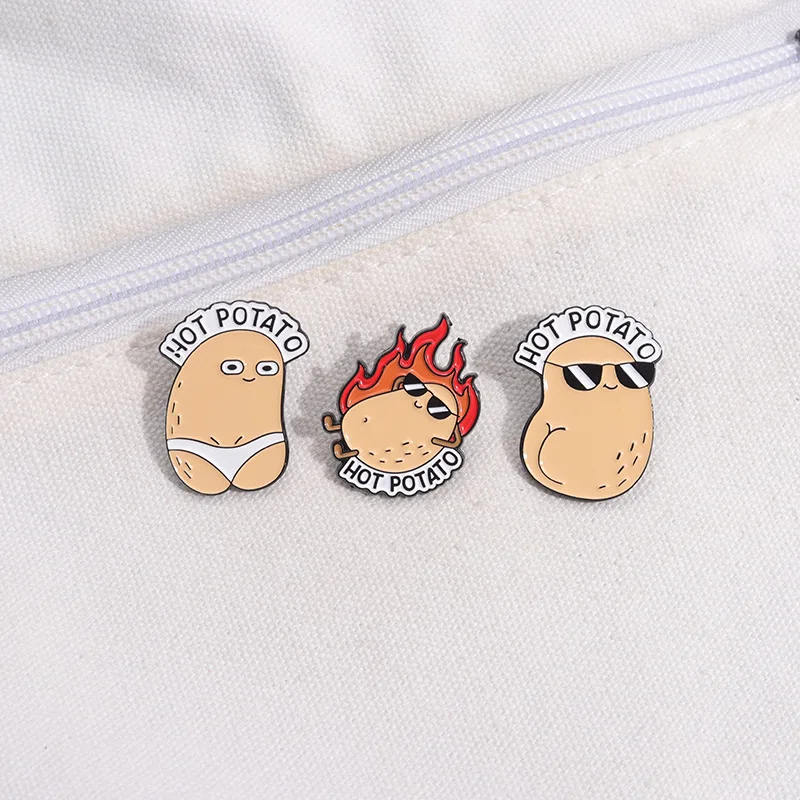 Cute Humanoid Potato Enamel Pins Custom HOT POTATO Brooches Lapel Badges Plant Funny Jewelry Gift for Friends