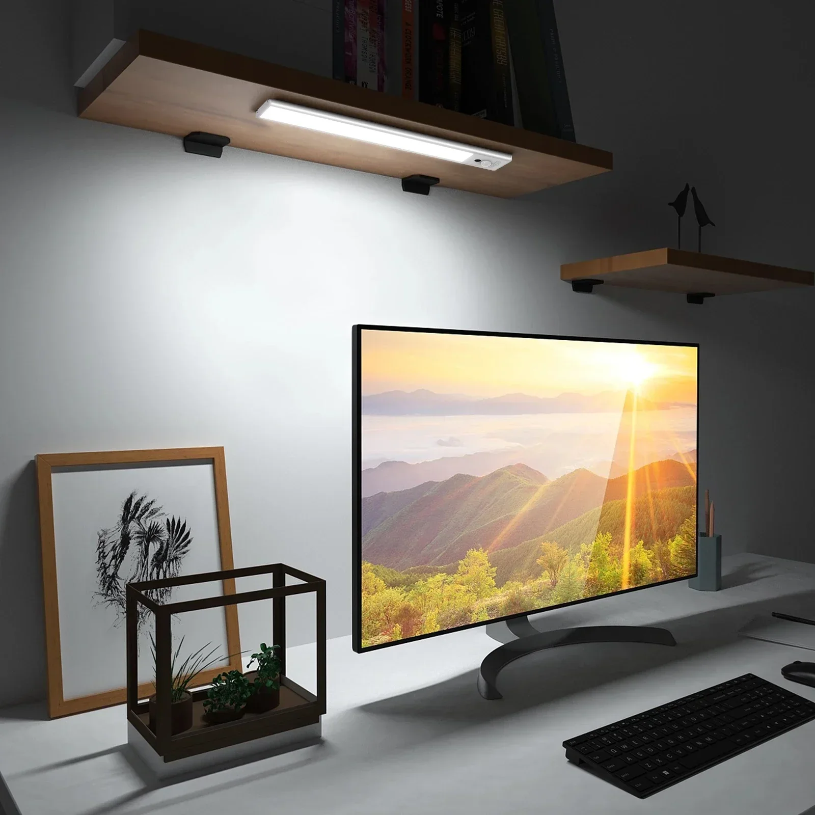 Lampka nocna LED z czujnikiem ruchu do szafki kuchennej Sypialnia Szafa Czujnik Oลwietlenie wewnฤtrzne Bezprzewodowe oลwietlenie USB pod szafkฤ