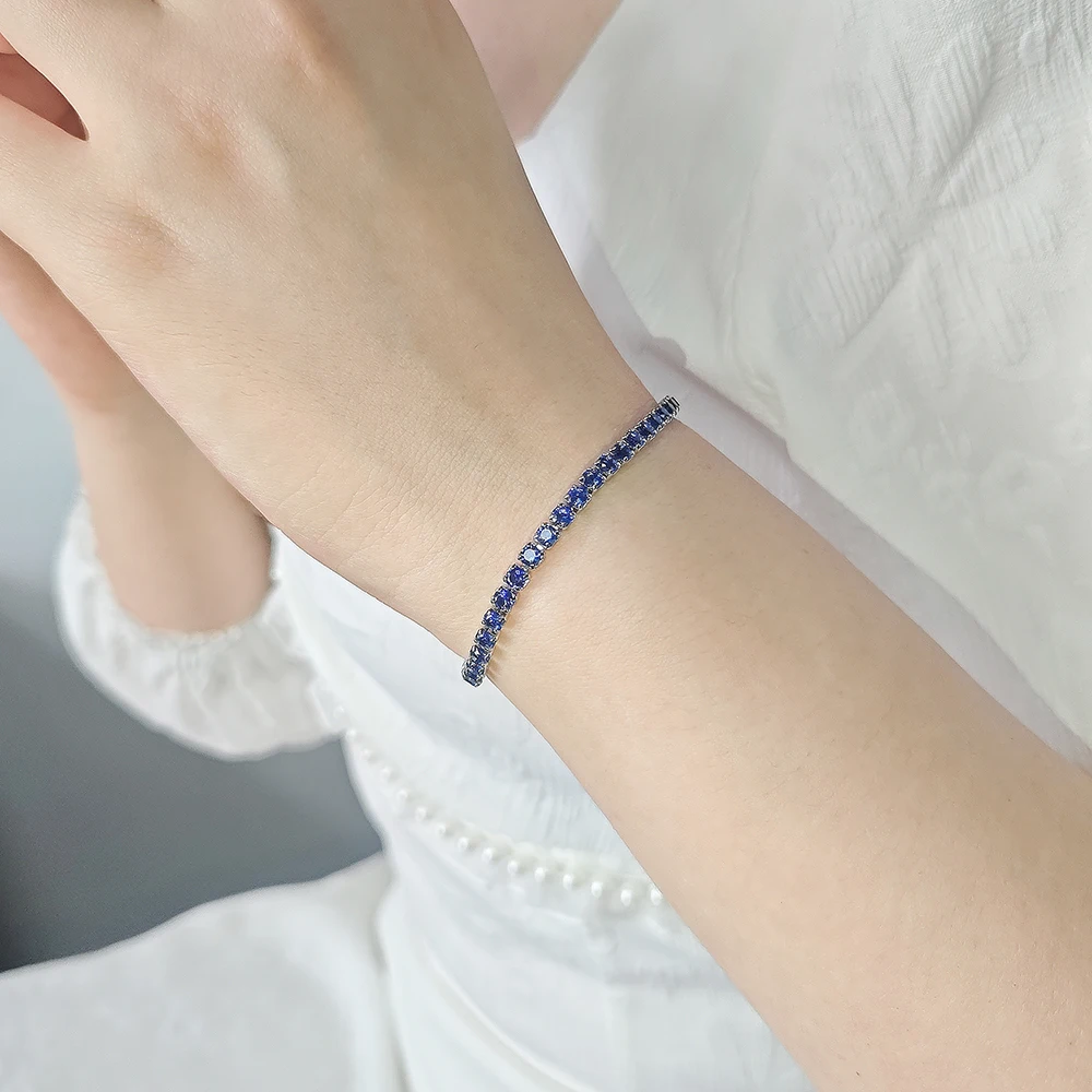 2024 New Arrival  Luxury Round blue color on hand Bracelet Bangle For Women Anniversary Gift Jewelry Bulk Sell  S5787