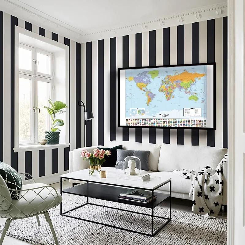 キャンバスの世界地図,壁のポスター,学校や事務用品,不織布,150x225cm,英語