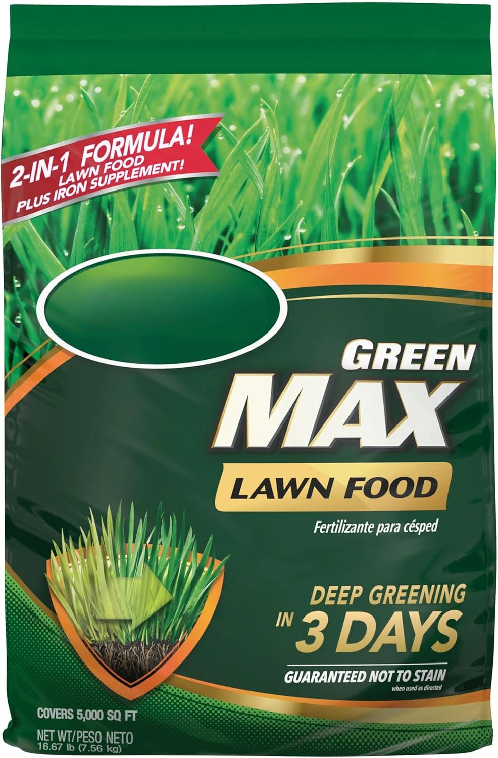 

Lawn Food, Lawn Fertilizer Plus Iron Supplement for Greener Grass, 5,000 sq. ft., 16.67 lbs.