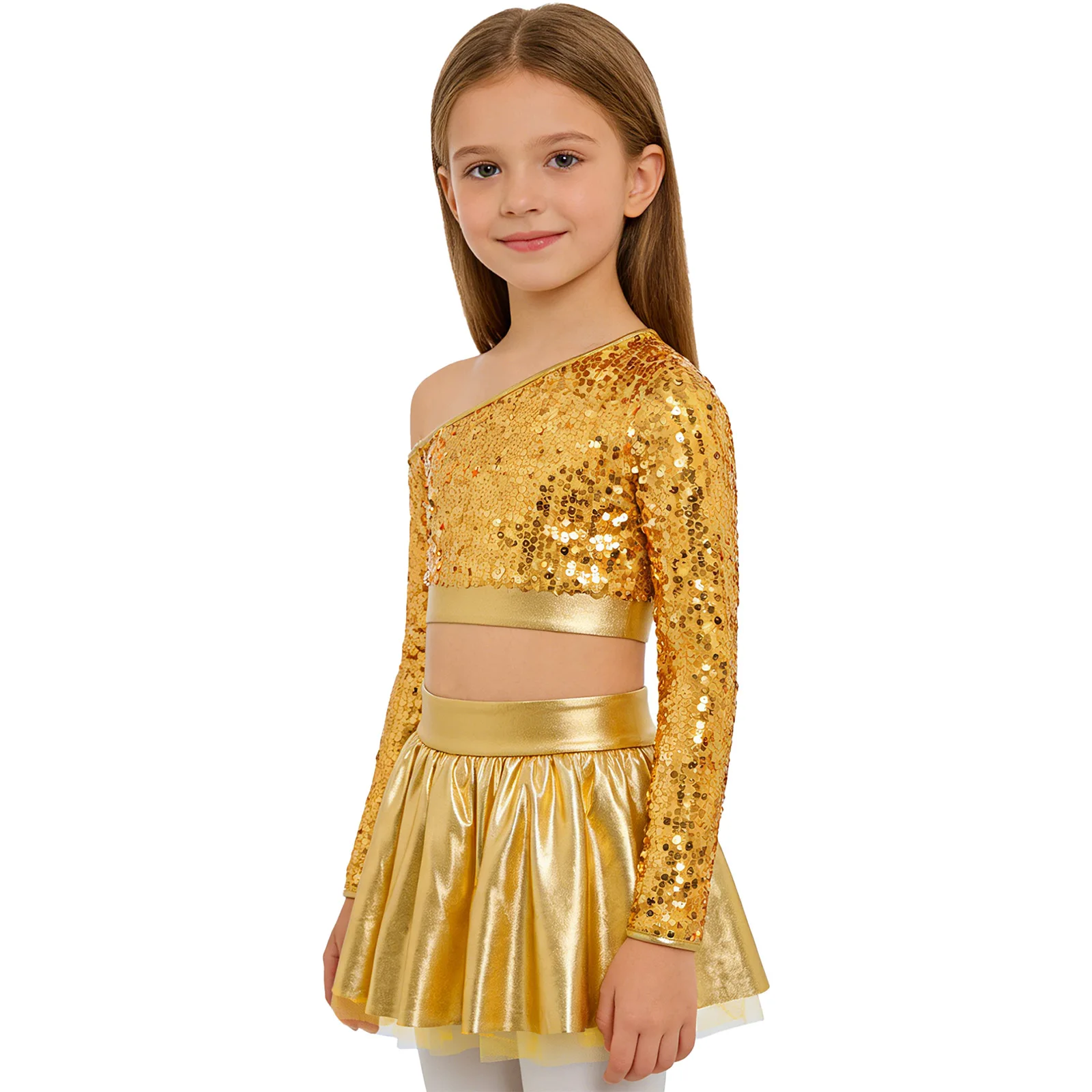 

Детская одежда для хип-хопа и джазовых танцев для девочек: блестящие топы с пайетками и сетчатая юбка-пачка, костюм для чирлидинга для школьных вечеринок