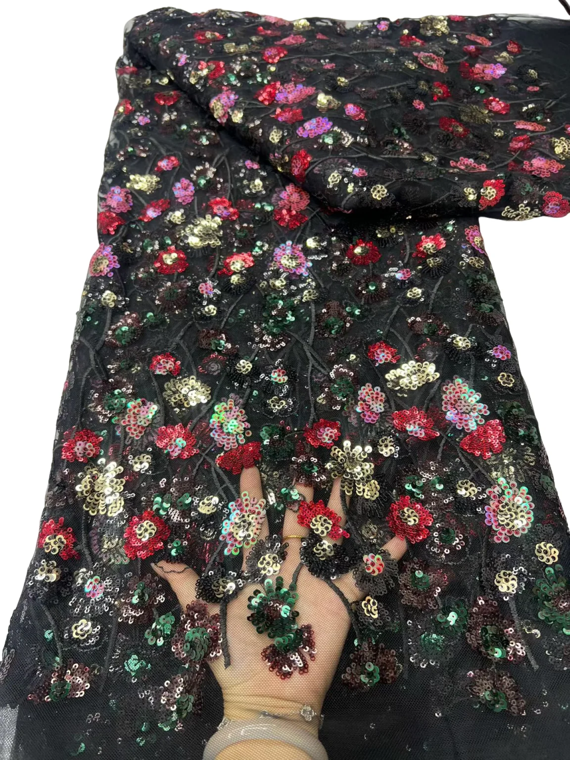 

Элитная африканская кружевная ткань с пайетками, 5 ярдов, новейшая вышивка бисером, французский тюль, сетчатое кружево для вечеринок и свадеб, 2025 год