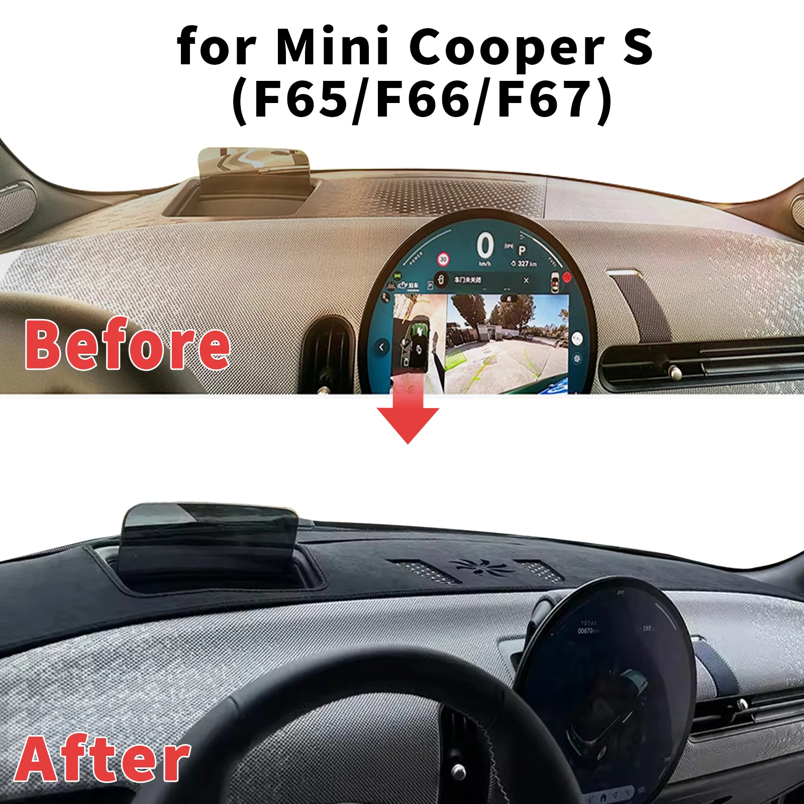 

for BMW Mini Cooper S 2026-2024 F65 F66 F67 Dashboard Cover Sun Shade Protector Dashmat Anti-Glare UV Block Carpet Mat Dash Mat
