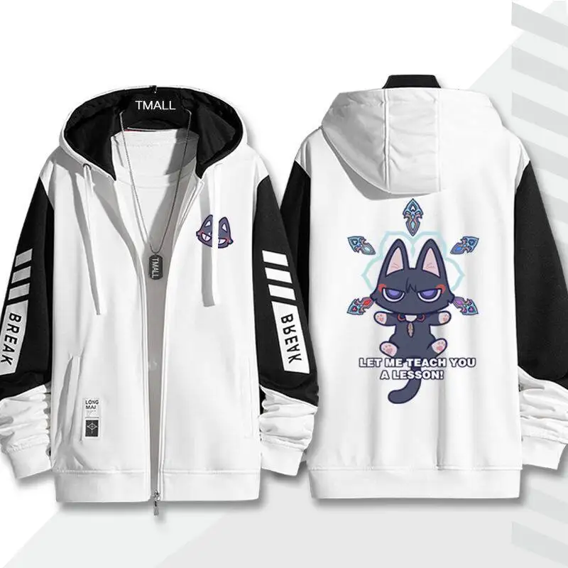 Genshin Impact Scaramouche Wanderer Zipper Hoodie, Anime Game Print Thick Fabric Hooded Sweatshirt, Merch for Men & Women view 2