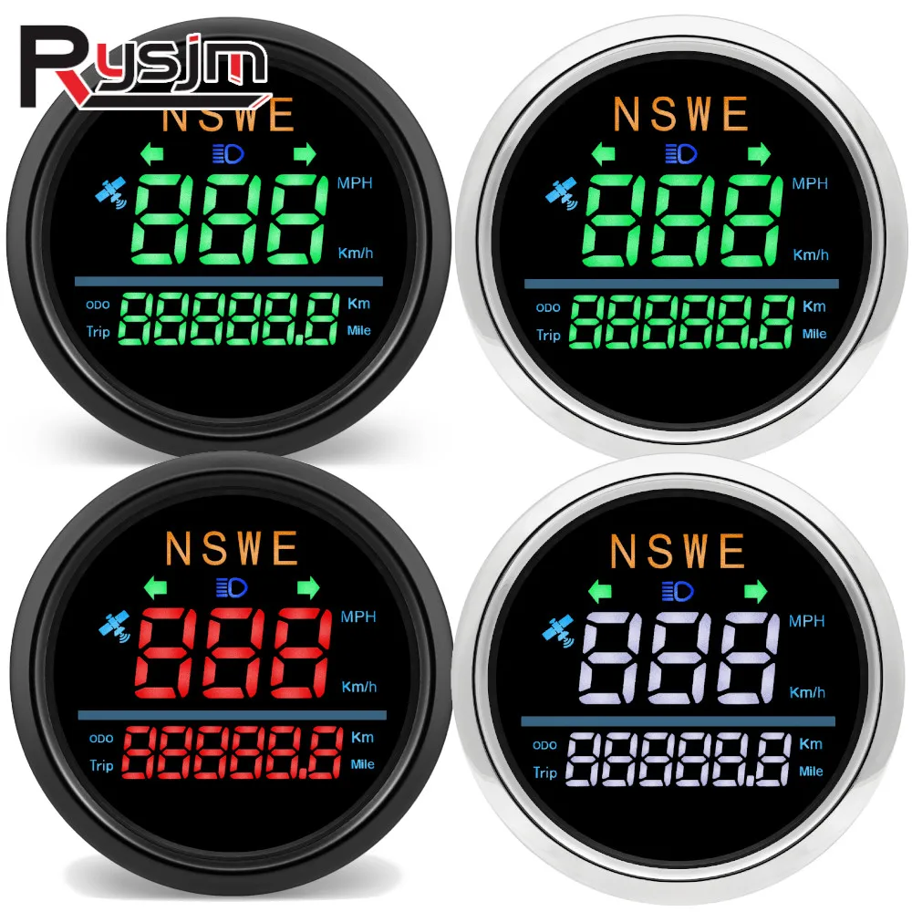 

Цифровой GPS-спидометр 85 мм, одометр MPH, узлы/KM/H NSWE, водонепроницаемый датчик скорости с GPS-антенной/сигналы поворота для автомобиля, лодки