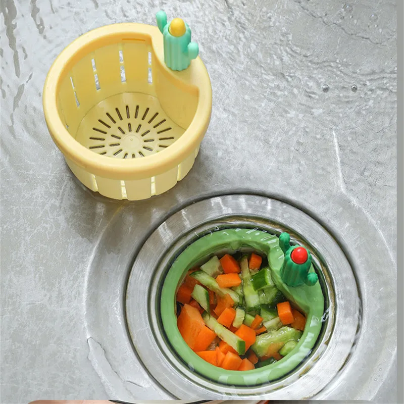 Cactus Sink Drain Strainer Press Automatic Dumping Basket Multi-functional Use Filter Net for Tub Kitchen Waste Collector