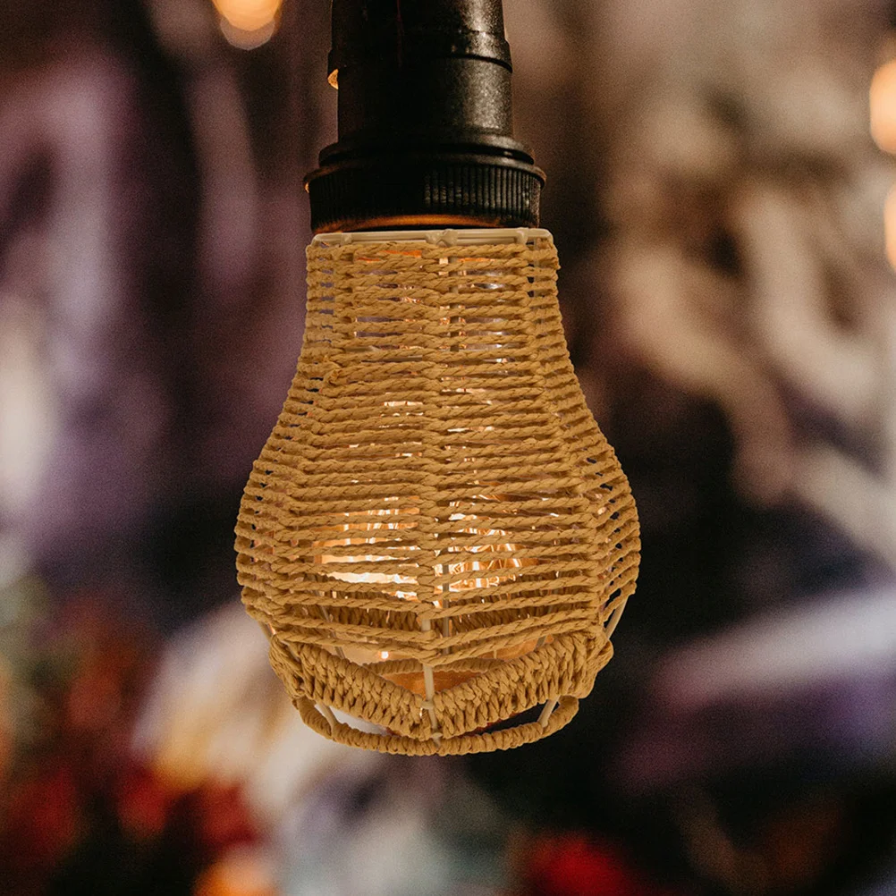 

2Pcs Chinese Style Paper String Lampshade Woven Retro Chandelier Cover Home Lighting Warm Atmosphere Lamp Shade