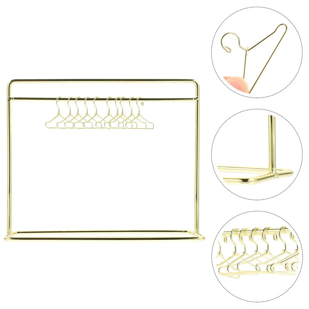

1Set Mini Clothes Hangers for Dollhouse Miniature Clothing Rack Iron Art Decor Small Hangers for Mini House Tidy Closet