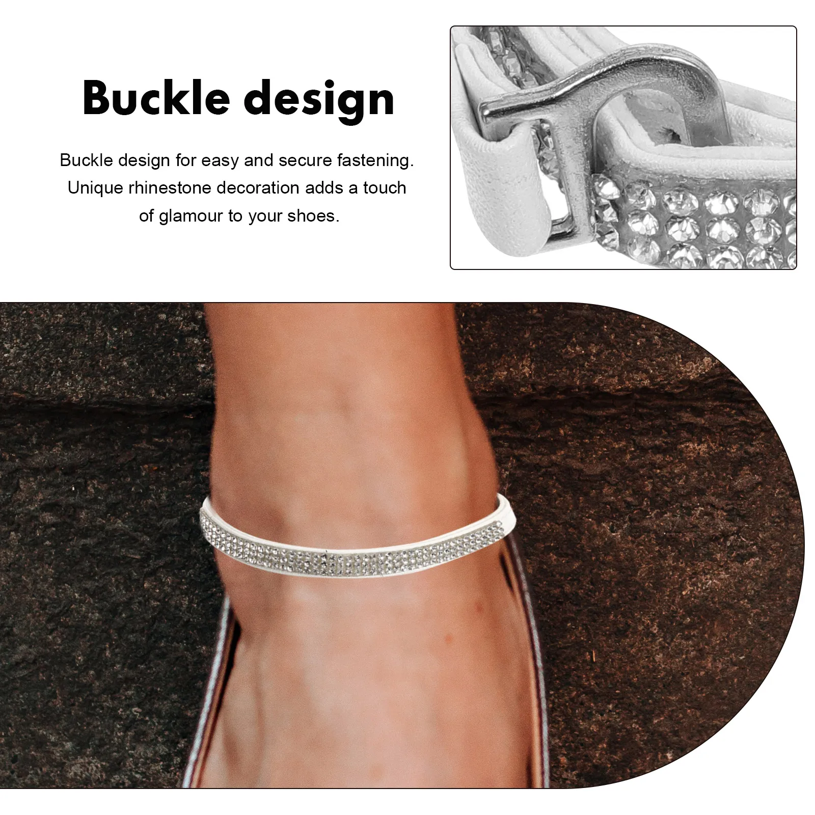 

Shoe Lace Heel Strap Black Rhinestone Straps for High Heels Anti Drop Detachable Ankle Shoes Accessories