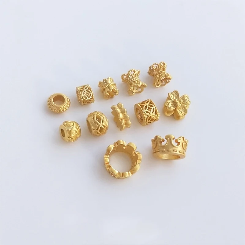 

10PCS 24K Matt Gold Plated Brass Flower Gold Bead Spacers Lotus Bead Caps Crown Charm for Bracelet Jewelry Making Supply