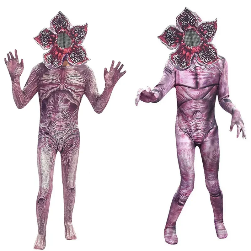 Adult Kid Cosplay Jumpsuit Demogorgon Cosplay Jumpsuit Bodysuit Mask Outfits Halloween Carneval Suit