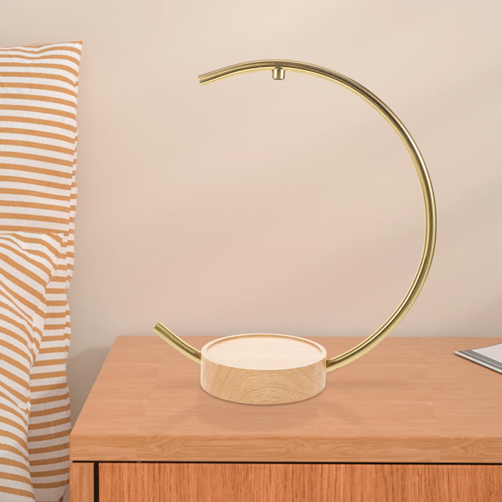 

Luxurious Aromatherapy Table Lamp Curved Metal Pipe DIY Design Sturdy Wooden Base Easy to Use Longlasting Lighting Fixture