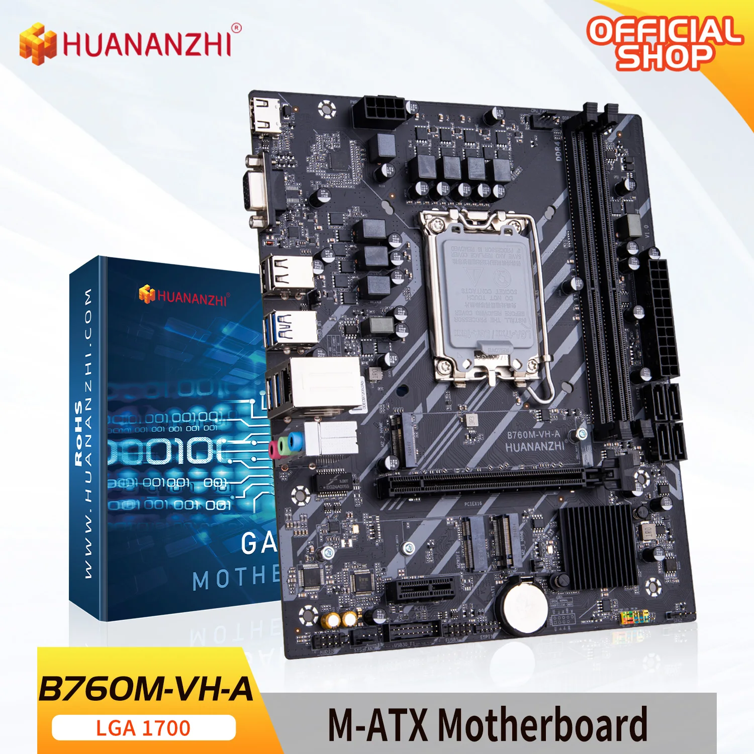 

HUANANZHI B760M VH A M ATX DDR4 Motherboard Support 12 13 Gen B760 Intel LGA 1700 CPU 12100F 12400F 12490F 12600F 12700F 13600F