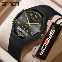 SANDA 6320 Reloj deportivo con pantalla dual Reloj despertador resistente al agua 5ATM para hombres y mujeres, reloj de hora, cronómetro, sincronización, semana y fecha