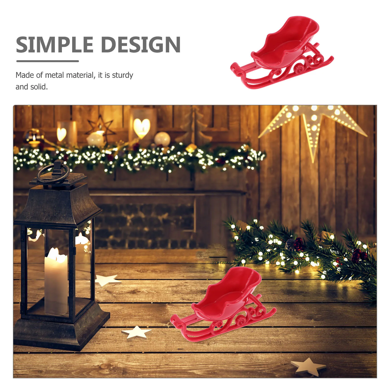 

12Pcs Christmas Sleigh Ornament Miniature Xmas Decor Plastic Photo Prop Desktop Adornment Christmas Sleigh Table Decor