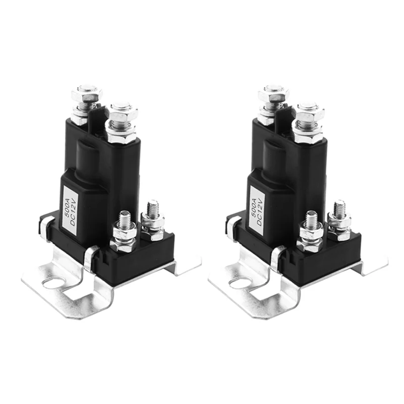 

WON 2Pcs 4 Terminal 12V 500A Car Start Relay Dual Battery Isolator Automobile Start Solenoid Relay Car On/Off Power