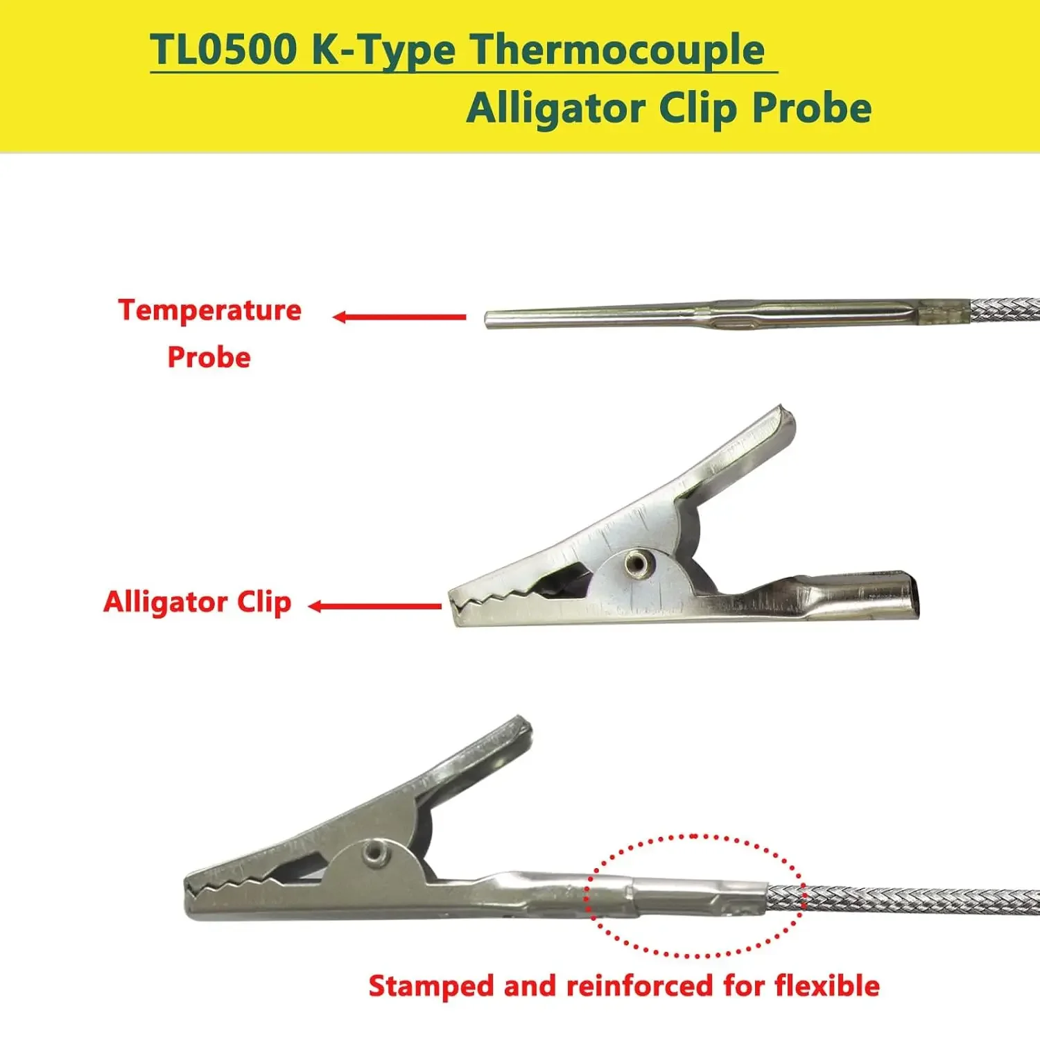 Imagem -02 - Termopar k tipo Probe Jacaré Clip Sensor de Temperatura e Medidor Faixa de