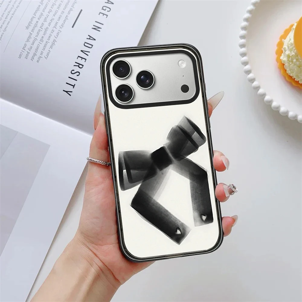 Black Ribbon Bow Impact Black Border Magnetic Cover for IPhone 13 14 15 16 17 Pro Max Case for IPhone 17 Air