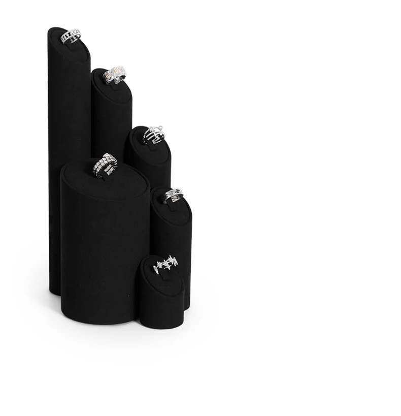 Oirlv Schwarzes Mikrofaser-Schmuckdisplay-Set mit Metall-Schmuckvitrine für Halsketten, Ohrringe und Armreifen – Detail 4