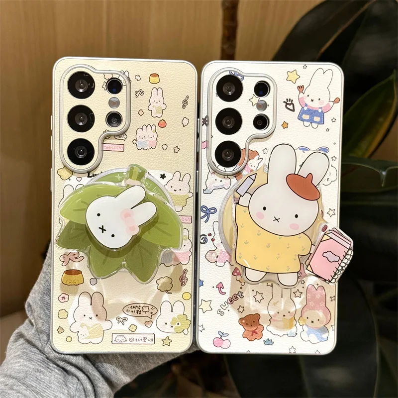 Cute Buddy Miffy hold hands Magsafe Wireless Charge Phone Case For Samsung S22 S23 S24 S25 S26 Ultra Plus Note10 Magnetic Cover﻿