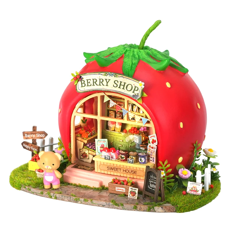 DIY Houten Koala Milkshake Shop Beeldjes Miniaturen Met Licht Mini Casa voor Vrienden Verjaardagscadeaus Woondecoratie Ambachten