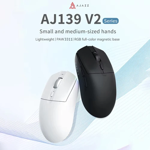 AJAZZ AJ139 V2 MC/Pro ratón inalámbrico/con cable para juegos PAW3395/3311 Sensor 1K tasa de retorno con carga RGB Base magnética a todo color