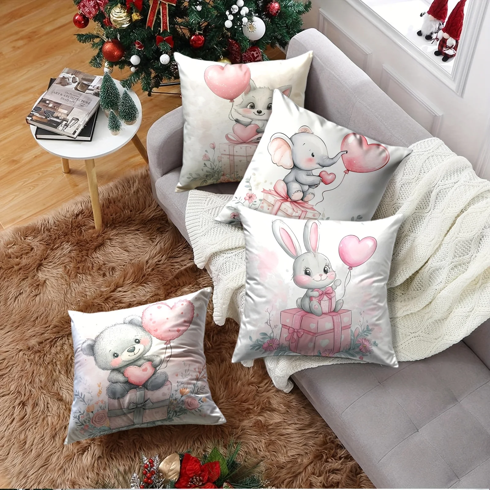 Conjunto de 4 Capas de Almofad - Baby Nursery Animal Theme avaliação e preço