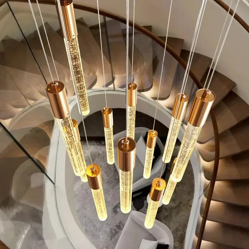 Modern Simple Foam Chandelier Duplex Postmodern Nordic Long Chandelier for the Living Room Stair Villa Interior and Decoration