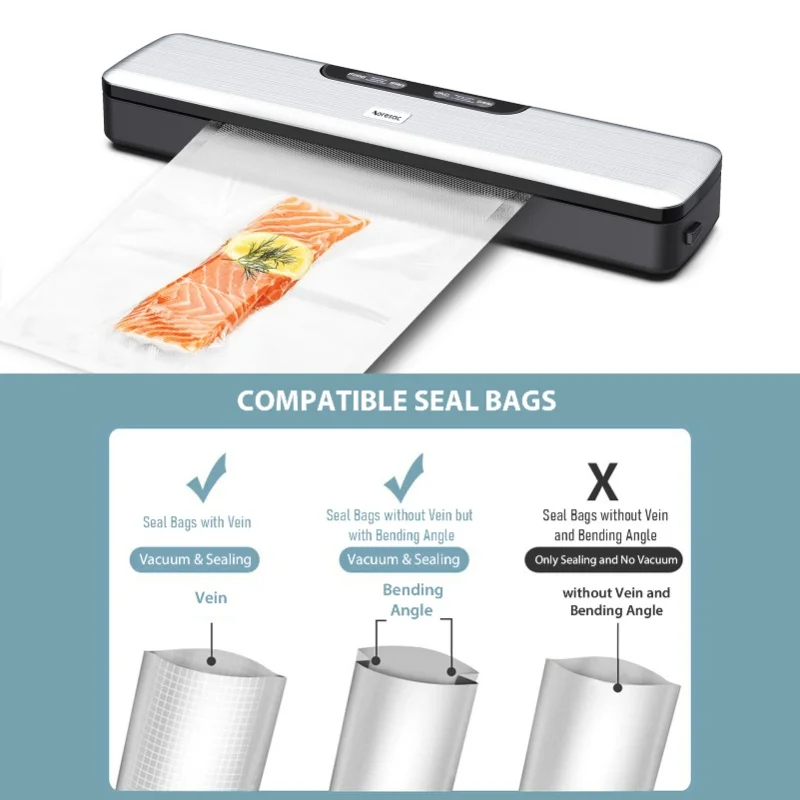 Aoresac Automatic Food Vacuum Sealer Machine 5 Modes 10 Bags Compact Air Sealer System For Food Storage Preservation Sealing