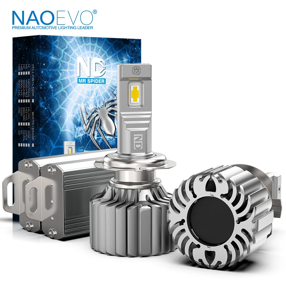 naoevo-nd-140w-ledヘッドライト-スパイダーデザイン-h3-h4-h7-h11-ホワイト-イエロー-車用電球-9004-9005-9006-キャンバス内蔵-オートランプ