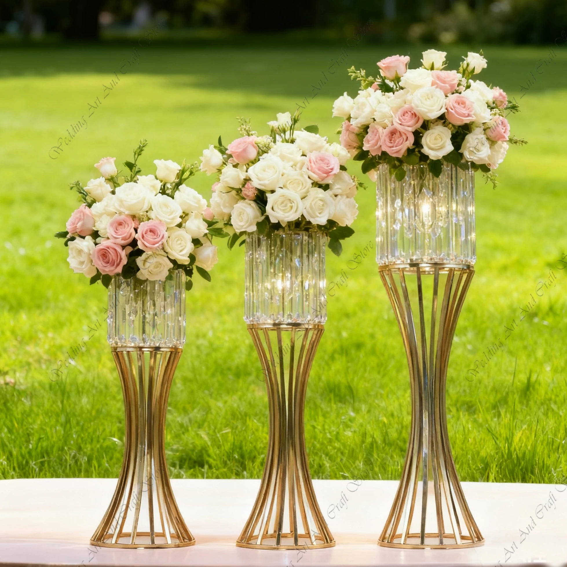 6pcs 80/90/100cm f30 Gold Metal Flower Support  Wedding Centerpieces Arch Flower Vase Backdrop Stand for Wedding Events ivy425