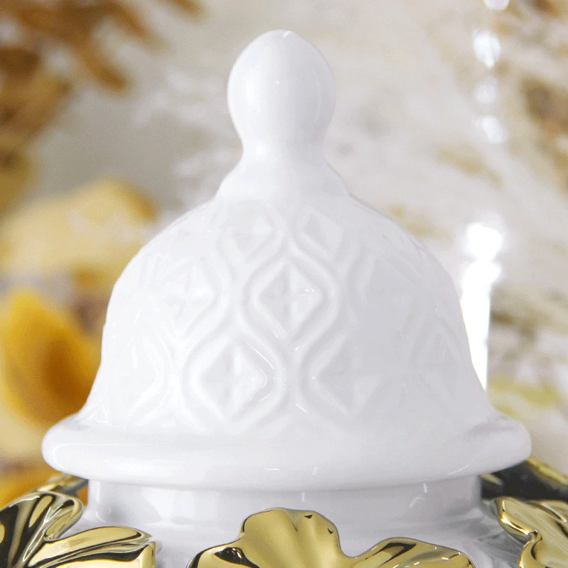 Ceramic Checkmate Jar Argyle Ginger Jar Embossed Gold Petal Storage Tank Flower Vase Home Decoration Accessories