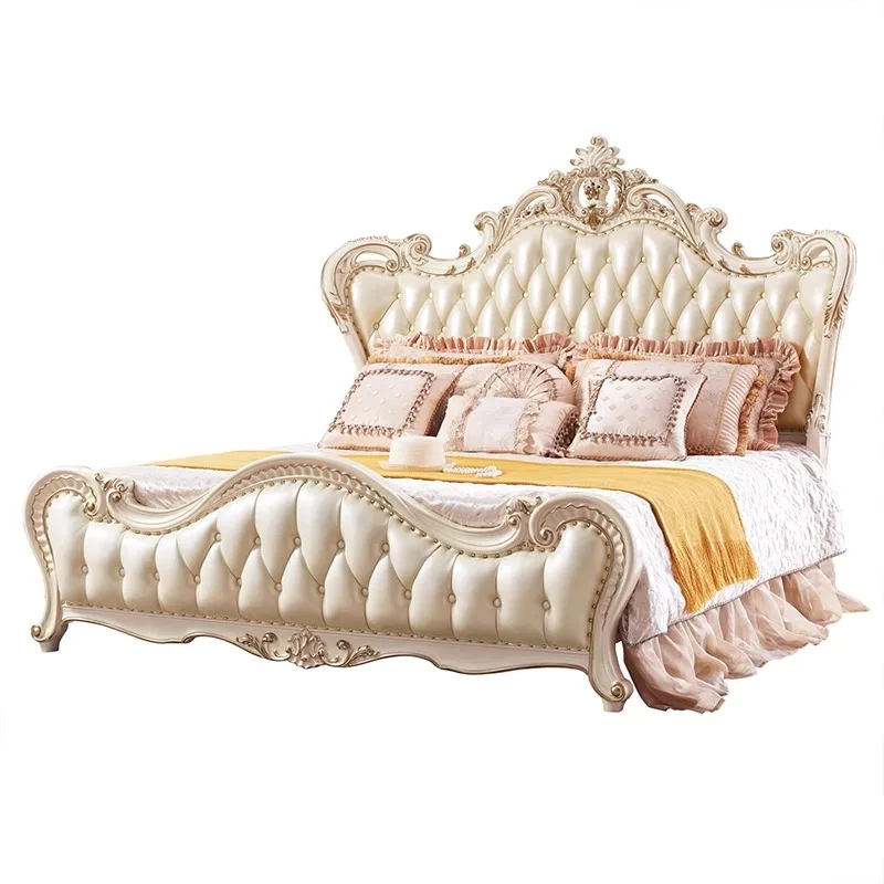 

#European Luxury Solid Wood Bed 1.8-meter & 2-meter Double Bed Wedding Bed for Apartment and Villa Bedrooms
