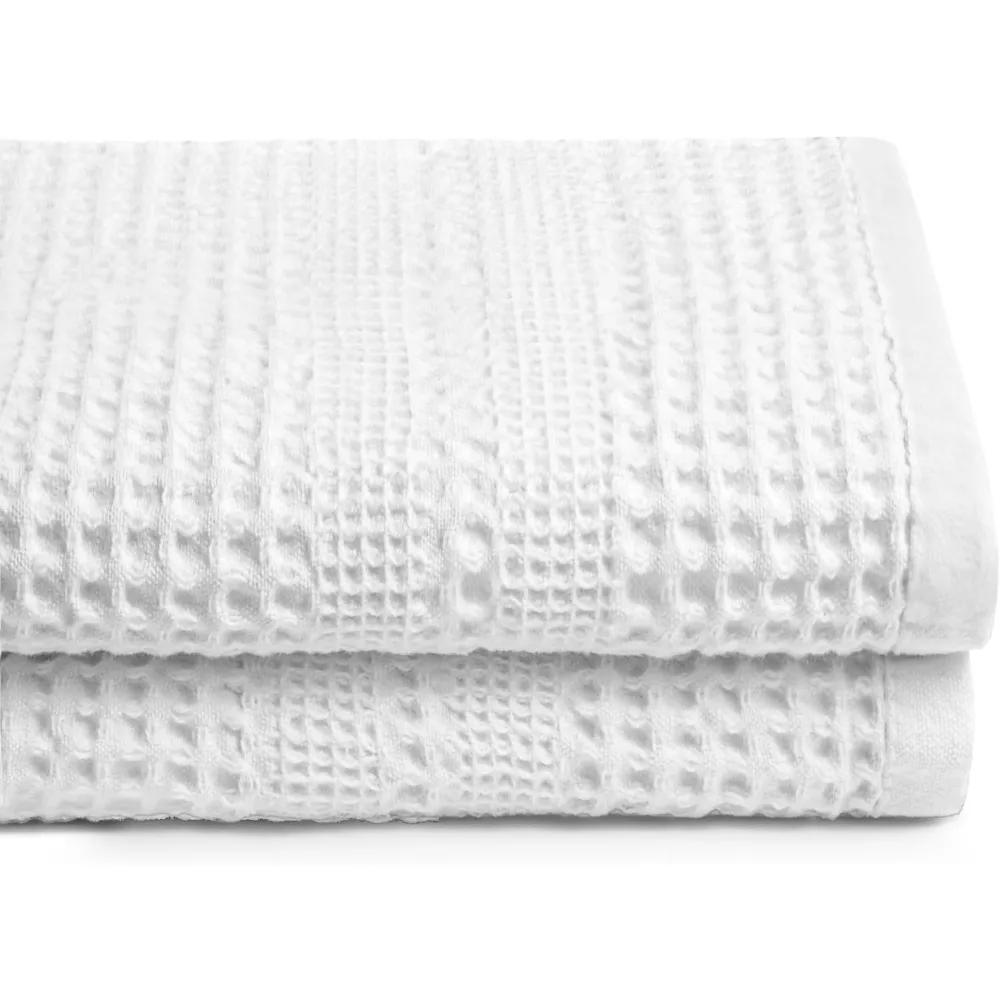 

Waffle Towels Quick Dry Lint Free Thin, Bath Towel 2 Pack, Classic Style (White)