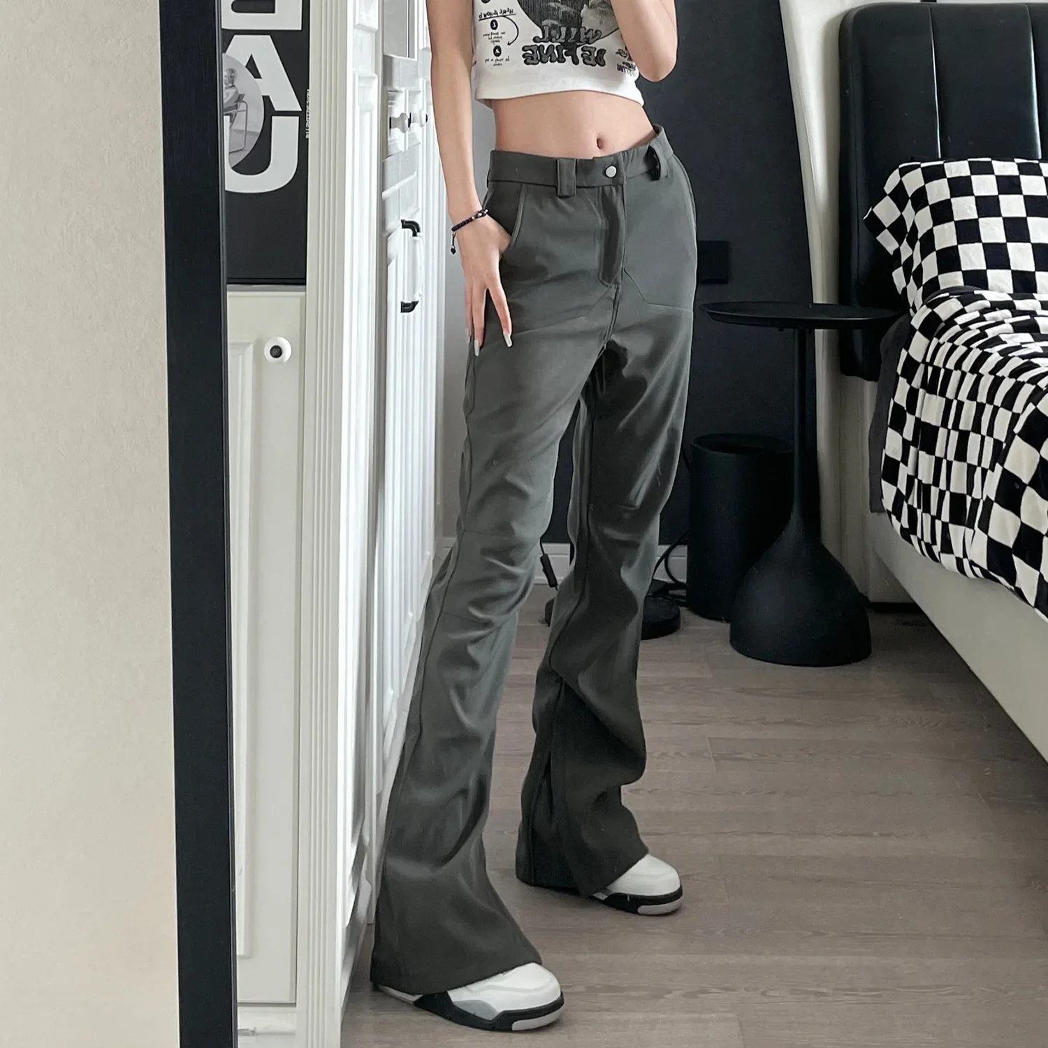 Pop American High Street Vibe Men's Micro Flared Casual Pants Spring Summer New Style Drapey Clean Fit Versatile Trousers