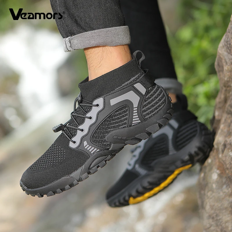

Men's Hiking Shoes Anti-slip Outdoor Camping Trekking Sneakers Male Breathable Knitted Sports Shoes Big Size 38-48