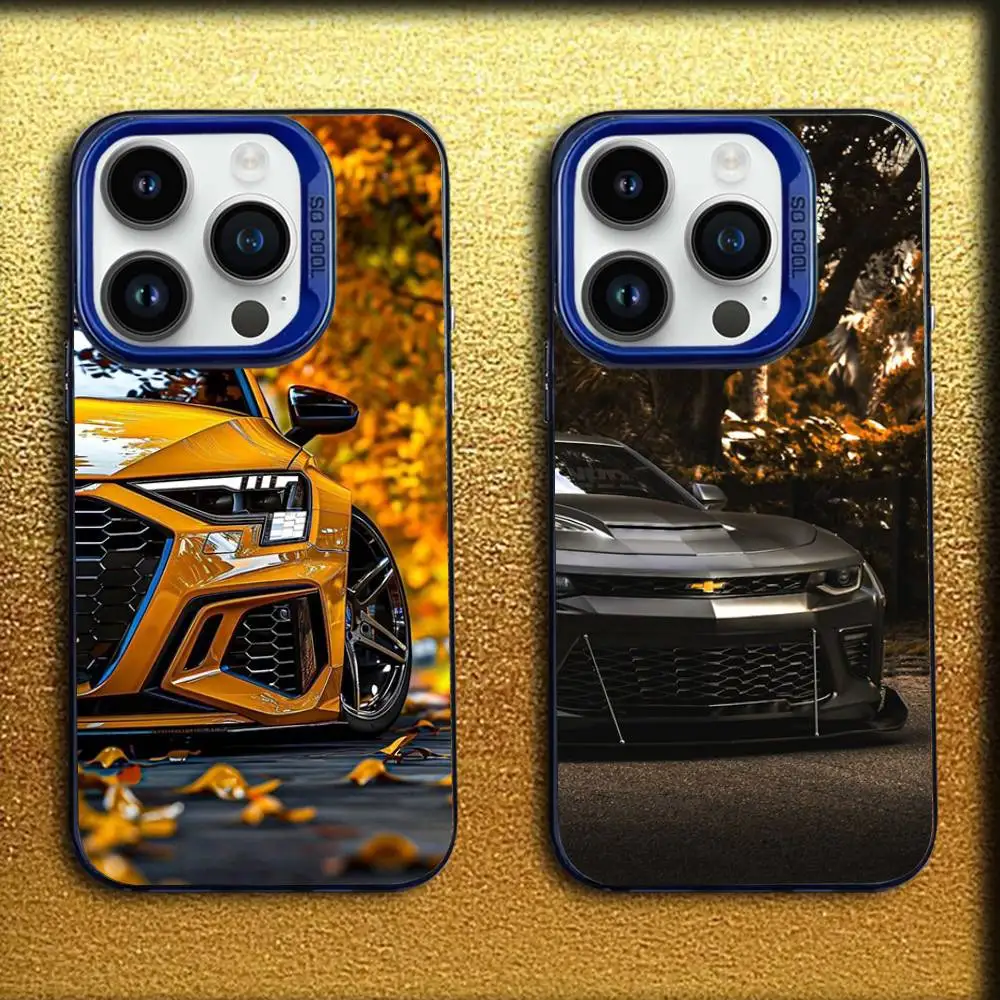 

C-Camaro sports car Phone Case For iPhone 16,15,14,13,12,11,Mini,Pro,E,MAX Blue Candy Matte Shockproof Cover