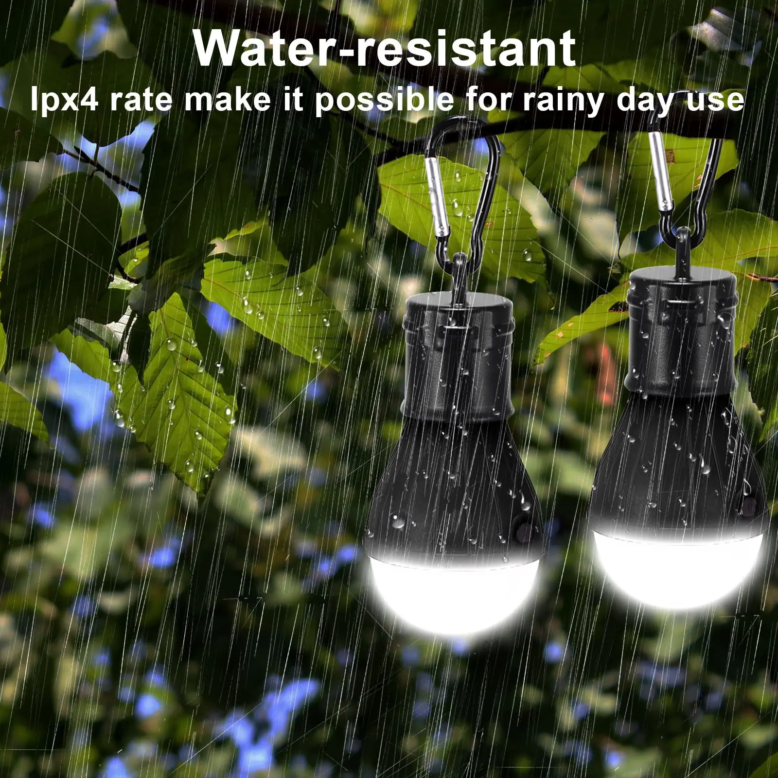 Outdoor Camping Tent Light Portable Lantern LED Bulb With Hanging Hook Battery Powered Lightweight For Hiking Emergency Barbecue