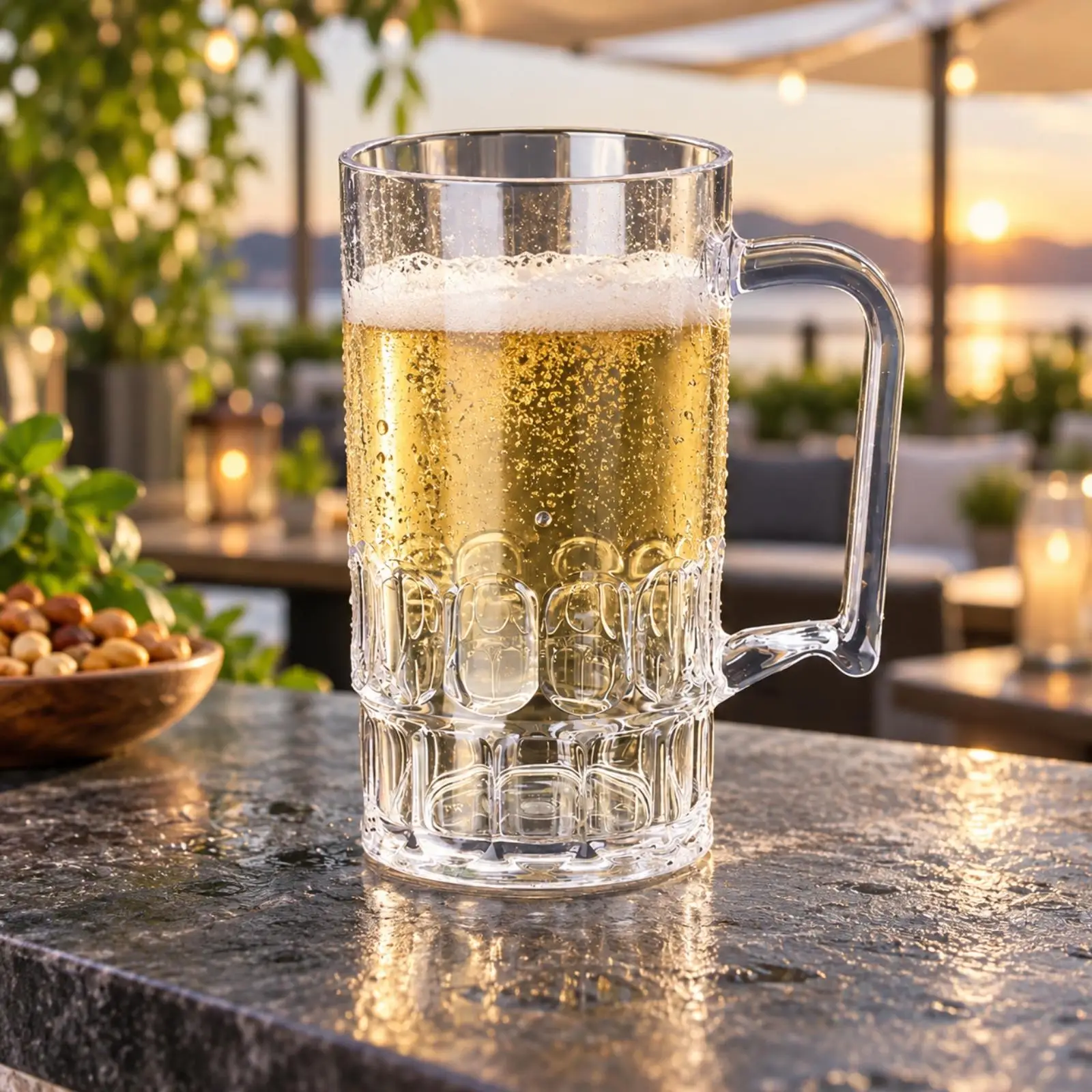 Clear Acrylic Beer Mug for Cold Beer Soda Iced Tea Lightweight Handle Cup for Restaurant Home
