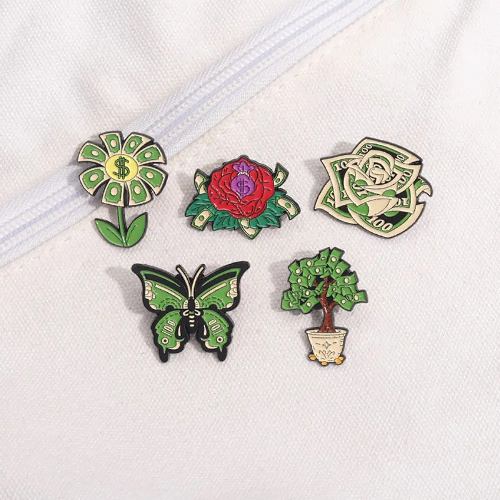 لطيف "الغنية" شارة شجرة زهرة الكرتون الإبداعية المعادن المينا بروش شارة لصديق هدية على ظهره الملابس قبعة الملحقات