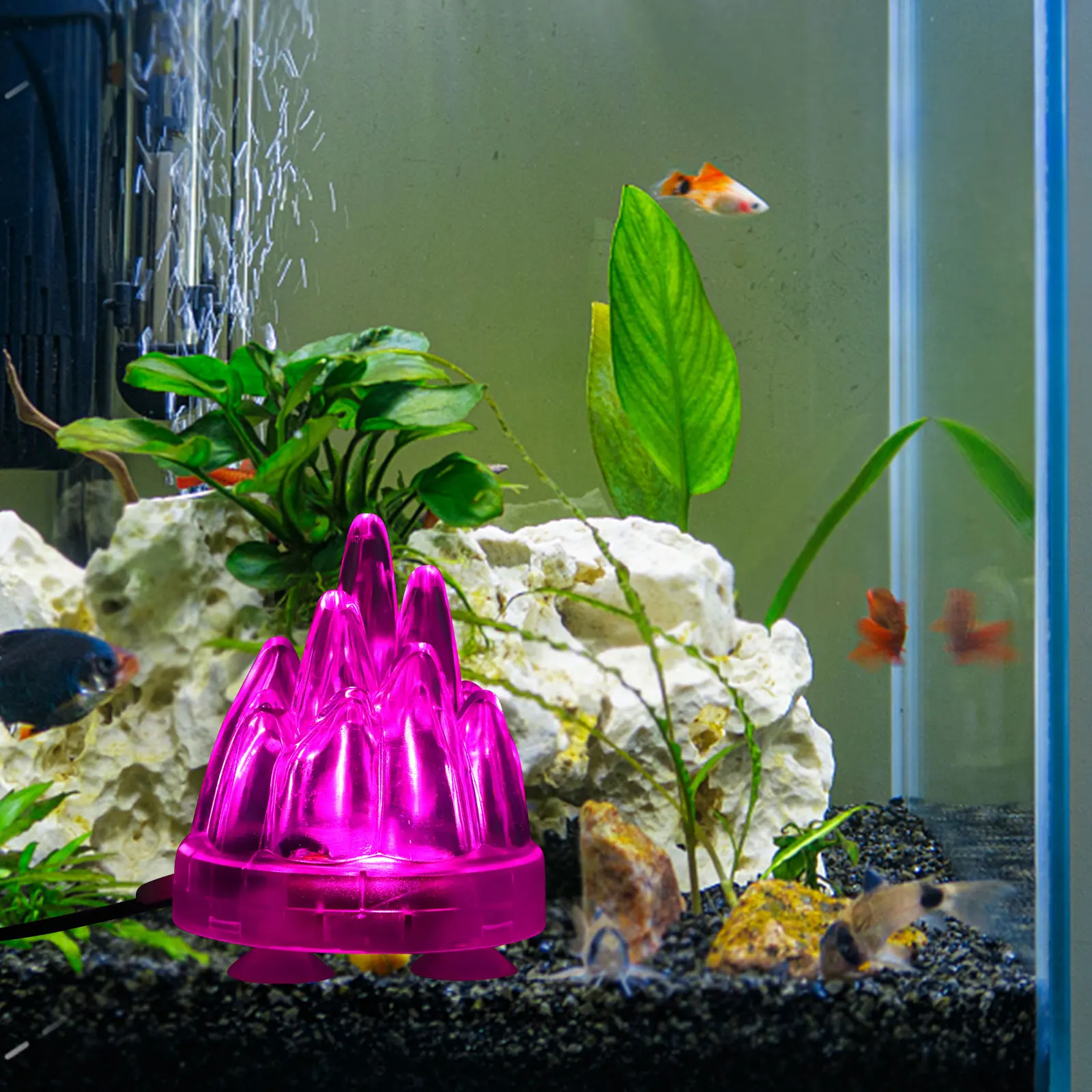 

Shaped Led Decor Oxygen Bubbler Small Volcano Ornament Fish Tank Decoration Volcano Decoration Aquarium Bubbler Light Fish Tank