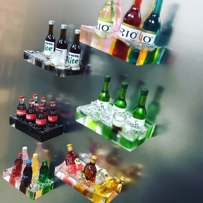 Nordic Style Fridge Magnets Beverage Decoration Creative Props Desktop Simulated Material Wine Drink Fridge Stickers Home Decor