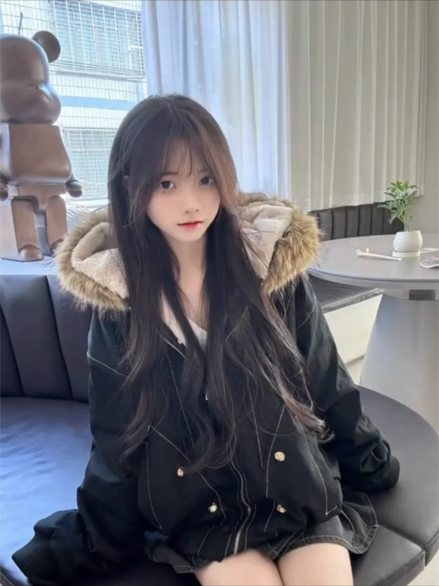 

Утепленная мужская куртка из американского хлопка с капюшоном и меховым воротником, повседневная, молодежная, на молнии