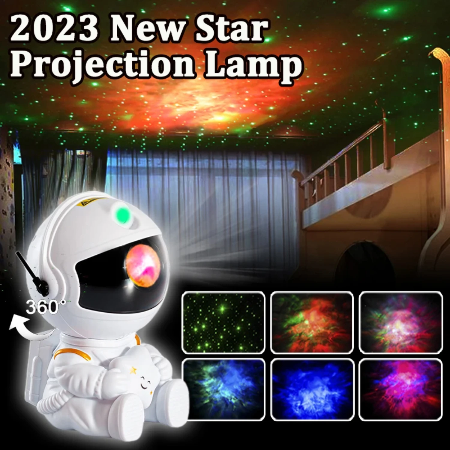 Astronaut Projector Night Light, Starry Sky Stars, Lâmpada LED para quarto, Decoração do quarto, Nightlights decorativos, Novo, 2023