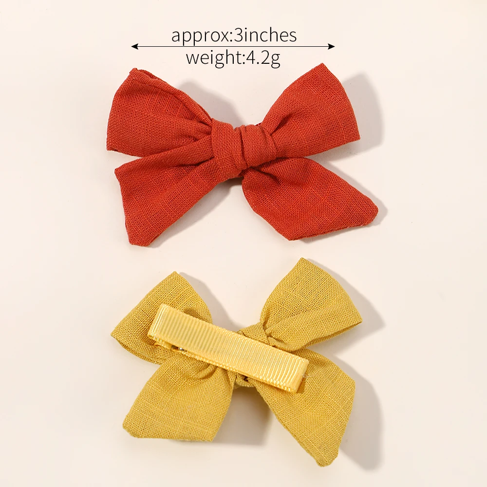 10 Pcs Solid Color Cotton Hair Bows Hair Clips for Baby Girls Boutique Hairpins Barrettes Headwear Hair Acesssories Wholesale