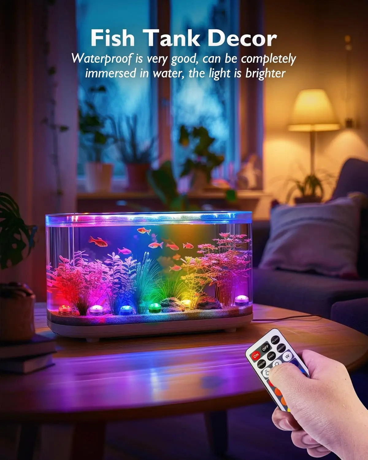 10 mini RGB diving LED lights with 2 remote controls multi-color waterproof battery-powered underwater color changing