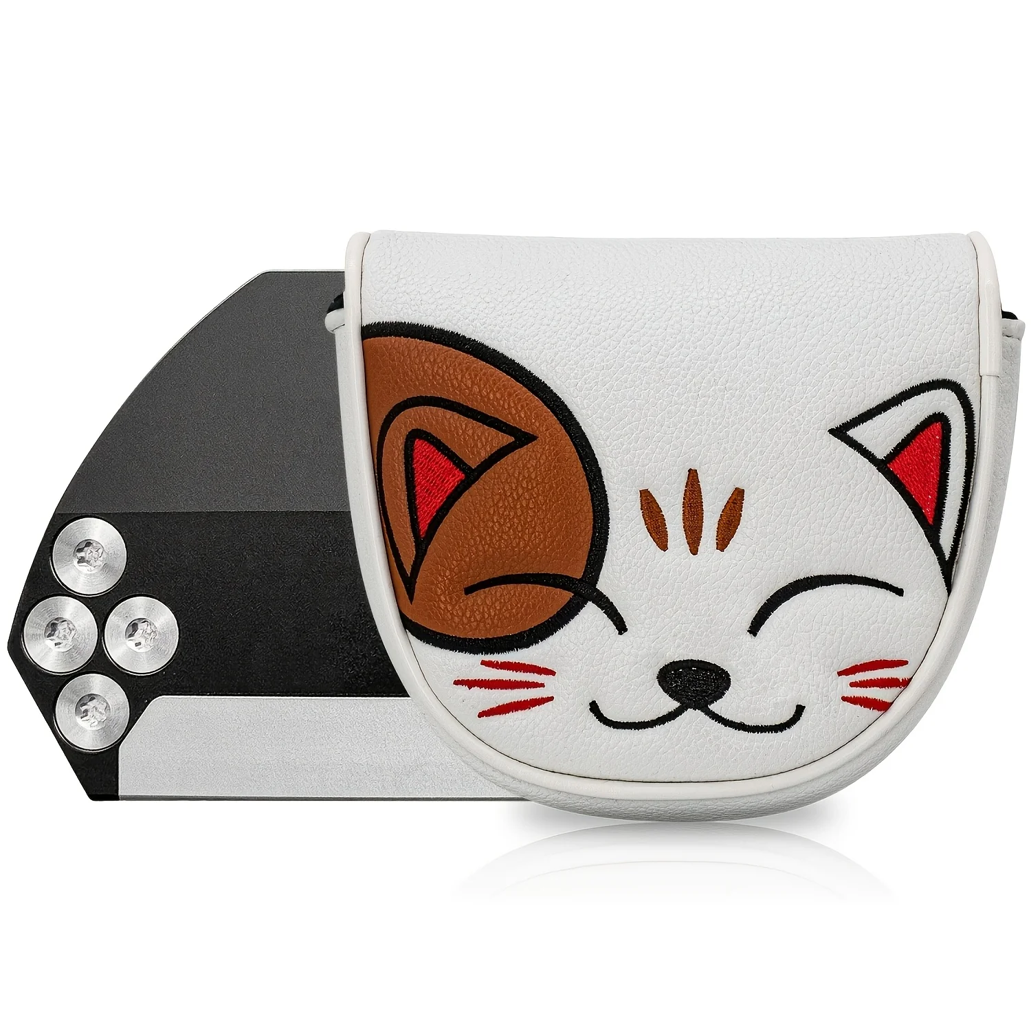Embroidery Pattern - 1 Stück Golf-Putter-Schutzhülle mit Katzenmuster, halbrunde