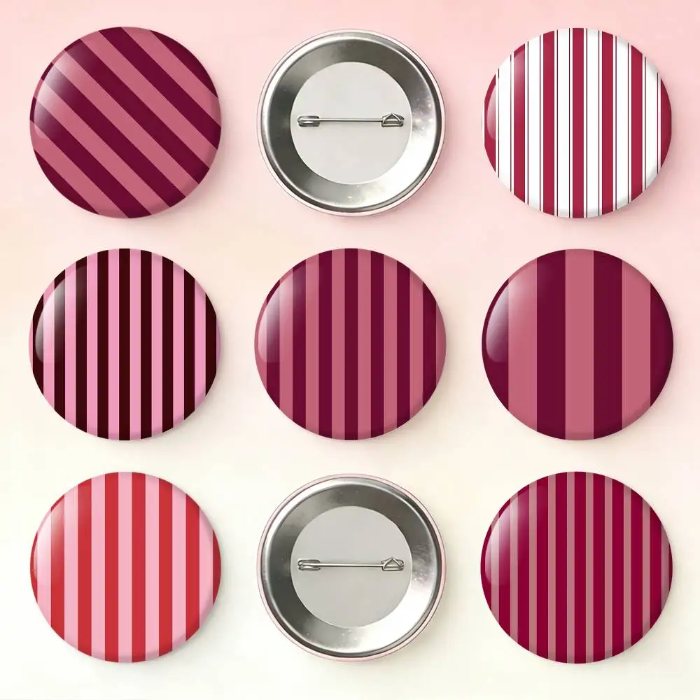 

Burgundy White Stripe pattern Badges 25 32 44 58 75 mm Round Fans Collect Friends Gifts Brooch Souvenir